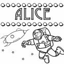 Nome Alice para colorir. Desenhos dos nomes para colorir com as crianças