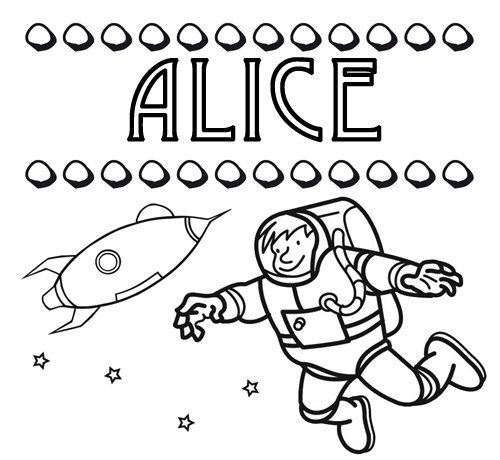 Nome Alice para colorir. Desenhos dos nomes para colorir com as crianças