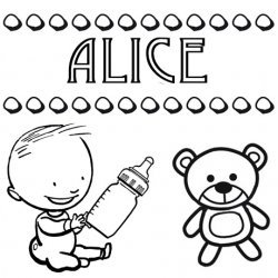 Desenhos do nome Alice para imprimir e colorir com as crianças