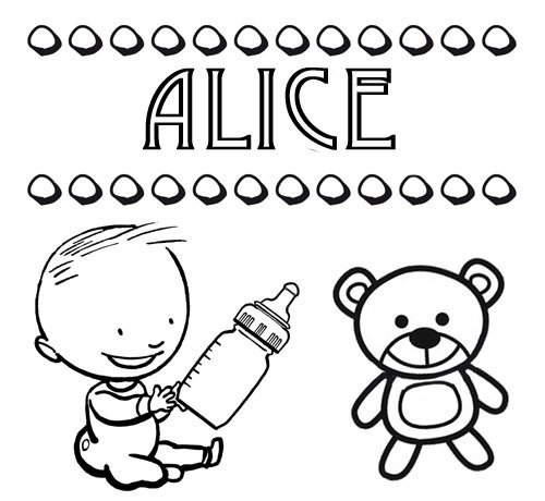 Desenhos do nome Alice para imprimir e colorir com as crianças