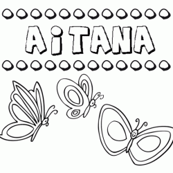 Desenho do nome Aitana para imprimir e pintar. Imagens de nomes