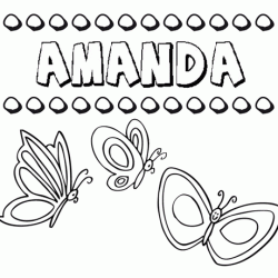 Desenho do nome Amanda para imprimir e pintar. Imagens de nomes