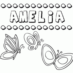 Desenho do nome Amelia para imprimir e pintar. Imagens de nomes