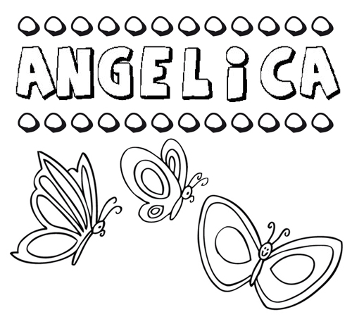 Desenho do nome Angélica para imprimir e pintar. Imagens de nomes