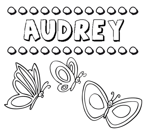 Desenho do nome Audrey para imprimir e pintar. Imagens de nomes