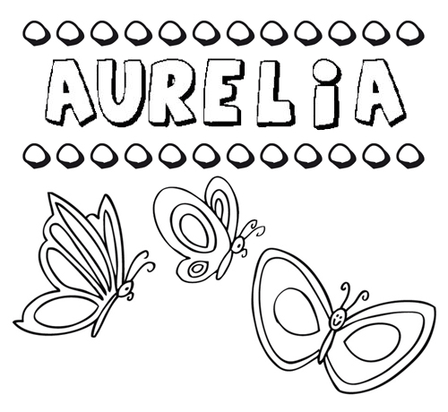 Desenho do nome Aurelia para imprimir e pintar. Imagens de nomes