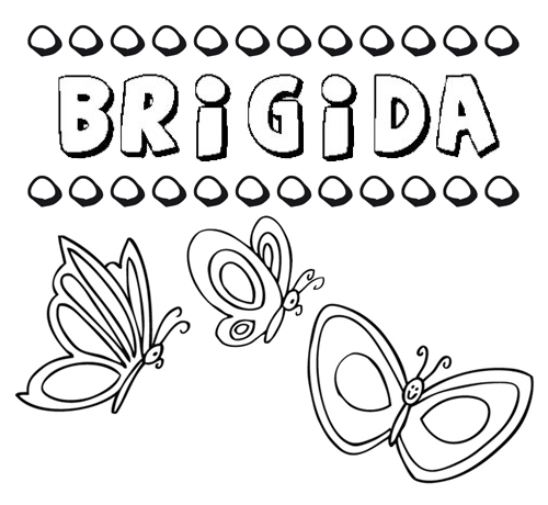 Desenho do nome Brígida para imprimir e pintar. Imagens de nomes