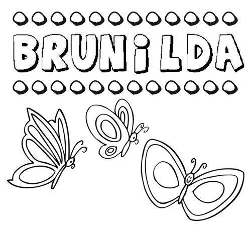 Desenho do nome Brunilda para imprimir e pintar. Imagens de nomes
