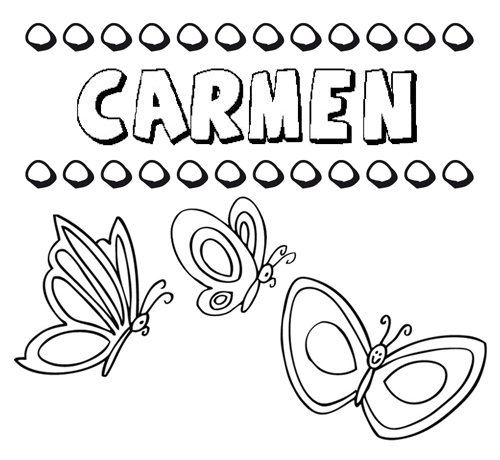 Desenho do nome Carmen para imprimir e pintar. Imagens de nomes