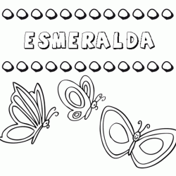 Desenho do nome Esmeralda para imprimir e pintar. Imagens de nomes