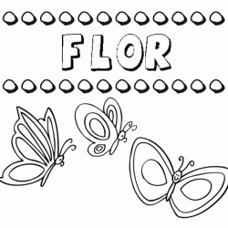 Desenho do nome Flor para imprimir e pintar. Imagens de nomes