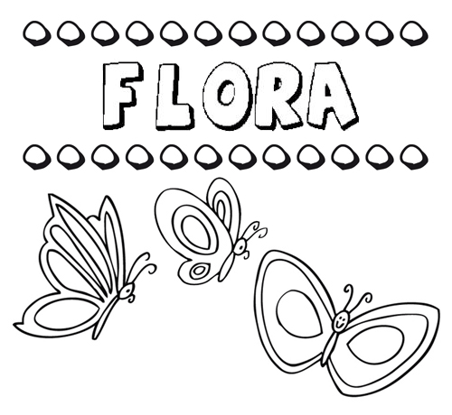 Desenho do nome Flora para imprimir e pintar. Imagens de nomes