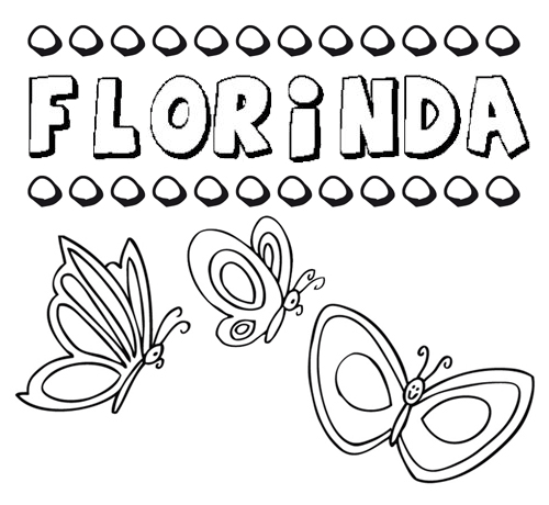 Desenho do nome Florinda para imprimir e pintar. Imagens de nomes