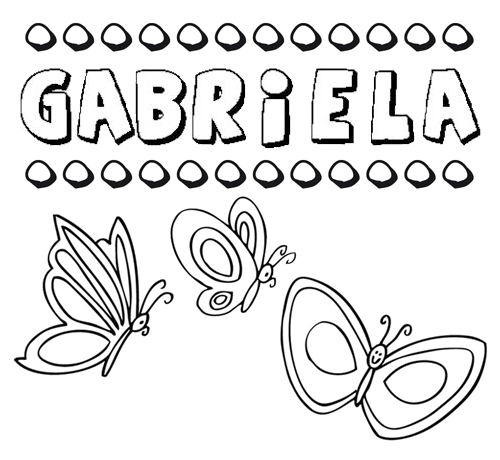 Desenho do nome Gabriela para imprimir e pintar. Imagens de nomes