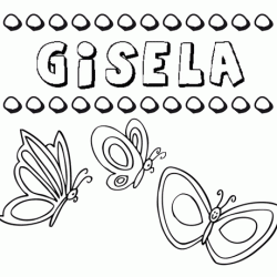 Desenho do nome Gisela para imprimir e pintar. Imagens de nomes