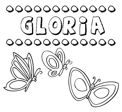 Desenho do nome Gloria para imprimir e pintar. Imagens de nomes