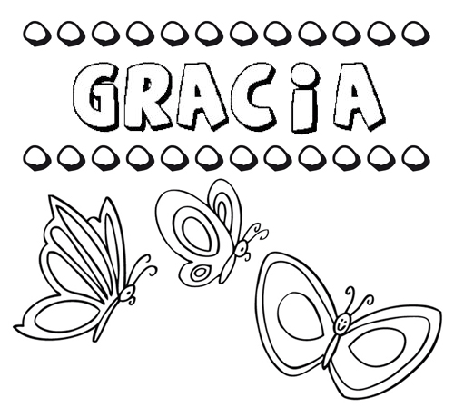 Desenho do nome Gracia para imprimir e pintar. Imagens de nomes