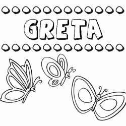 Desenho do nome Greta para imprimir e pintar. Imagens de nomes