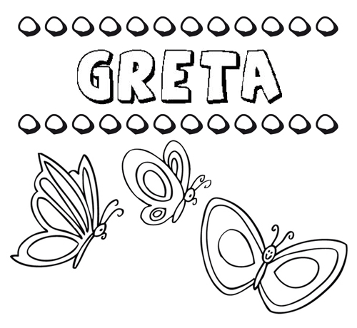 Desenho do nome Greta para imprimir e pintar. Imagens de nomes