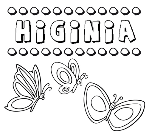 Desenho do nome Higinia para imprimir e pintar. Imagens de nomes