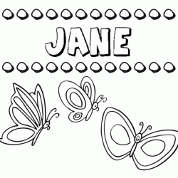 Desenho do nome Jane para imprimir e pintar. Imagens de nomes