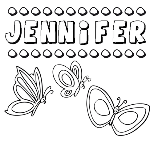 Desenho do nome Jennifer para imprimir e pintar. Imagens de nomes