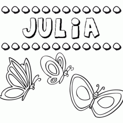 Desenho do nome Julia para imprimir e pintar. Imagens de nomes