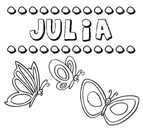 Desenho do nome Julia para imprimir e pintar. Imagens de nomes