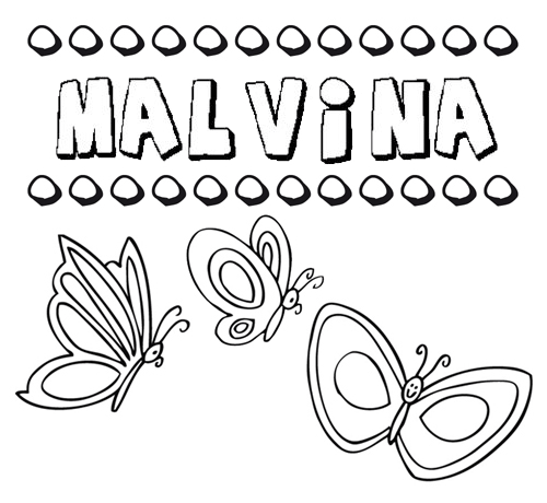 Desenho do nome Malvina para imprimir e pintar. Imagens de nomes