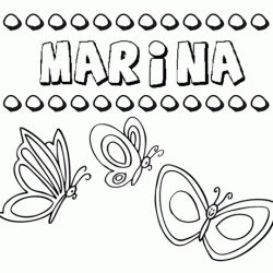 Desenho do nome Marina para imprimir e pintar. Imagens de nomes