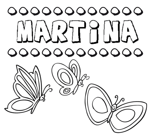 Desenho do nome Martina para imprimir e pintar. Imagens de nomes