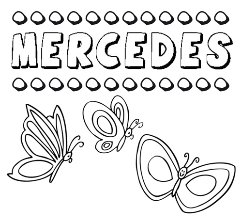 Desenho do nome Mercedes para imprimir e pintar. Imagens de nomes
