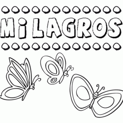 Desenho do nome Milagros para imprimir e pintar. Imagens de nomes