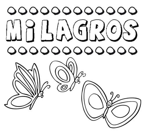 Desenho do nome Milagros para imprimir e pintar. Imagens de nomes