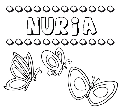 Desenho do nome Nuria para imprimir e pintar. Imagens de nomes