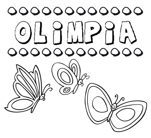 Desenho do nome Olimpia para imprimir e pintar. Imagens de nomes