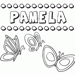 Desenho do nome Pamela para imprimir e pintar. Imagens de nomes