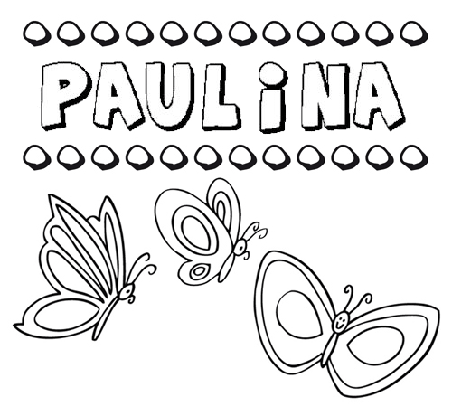Desenho do nome Paulina para imprimir e pintar. Imagens de nomes