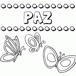 Desenho do nome Paz para imprimir e pintar. Imagens de nomes