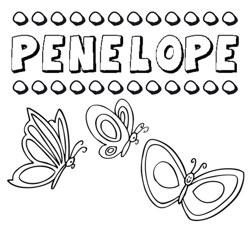 Desenho do nome Penélope para imprimir e pintar. Imagens de nomes