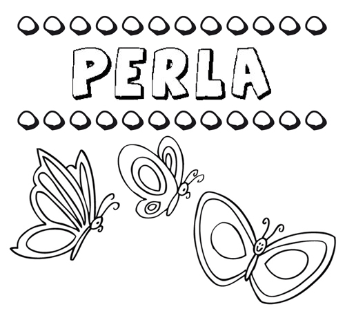 Desenho do nome Perla para imprimir e pintar. Imagens de nomes