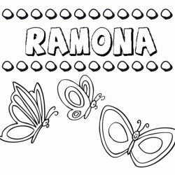 Desenho do nome Ramona para imprimir e pintar. Imagens de nomes