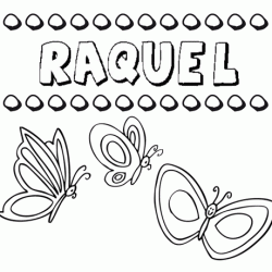 Desenho do nome Raquel para imprimir e pintar. Imagens de nomes