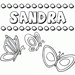 Desenho do nome Sandra para imprimir e pintar. Imagens de nomes