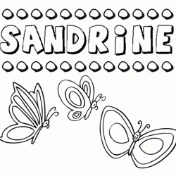 Desenho do nome Sandrine para imprimir e pintar. Imagens de nomes