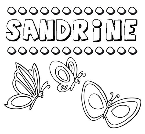 Desenho do nome Sandrine para imprimir e pintar. Imagens de nomes
