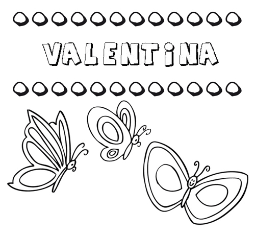 Desenho do nome Valentina para imprimir e pintar. Imagens de nomes
