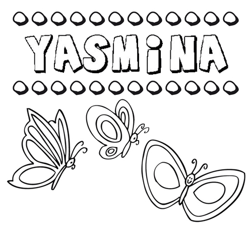 Desenho do nome Yasmina para imprimir e pintar. Imagens de nomes
