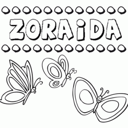 Desenho do nome Zoraida para imprimir e pintar. Imagens de nomes