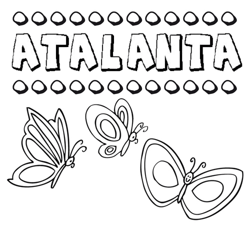 Desenho do nome Atalanta para imprimir e pintar. Imagens de nomes